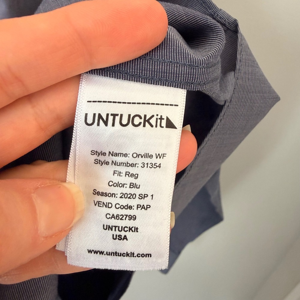 UNTUCKit Orville Wrinkle Free Long Sleeve Button Up Shirt Blue Casual Office XXL - Picture 10 of 13